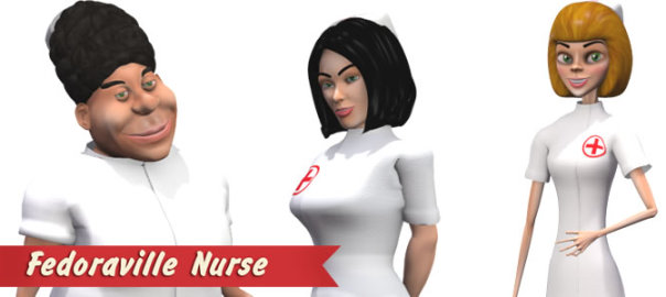 Fedoraville Nurse for Poser and DAZ Studio