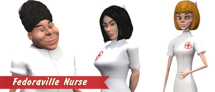 Fedoraville Nurse for Poser and DAZ Studio