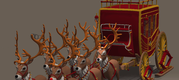 Christmas Stagecoach with Toon Reindeer