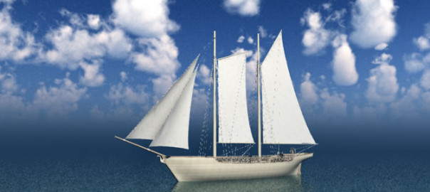 Elven Schooner 3D Fantasy Ship Model