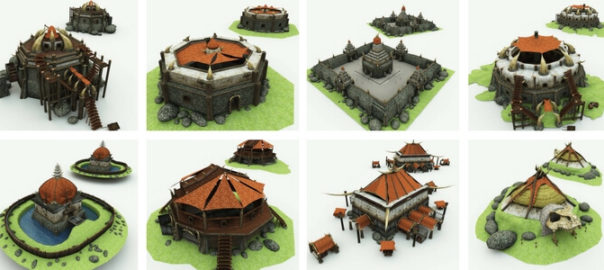 Orc Village Volume 1 3D Model Set Updated with High Resolution Texture Set